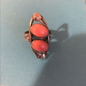 Vintage Coral Art Nouveau Ring